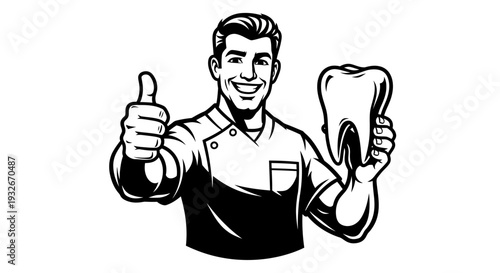 Butcher Holding Meat Giving Thumbs Up.