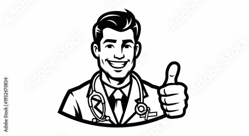 Doctor Giving Thumbs Up Approval Gesture.