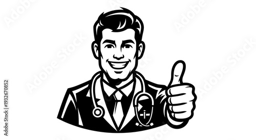 Doctor Giving Thumbs Up Gesture Illustration.