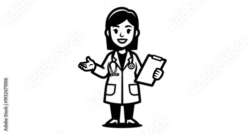 Female Doctor Cartoon Character Illustration.