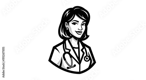 Female Doctor Cartoon Illustration Medical Professional.