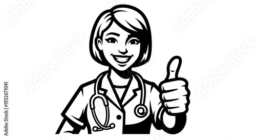 Female Doctor Giving Thumbs Up Gesture.