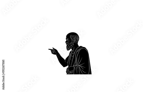 Socrates Greek Philosopher Debating Silhouette, Ancient History Vector Sticker, Classical Philosophy and Education Icon