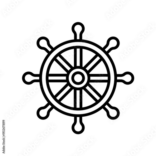Ship wheel, navigation. Vector icon
