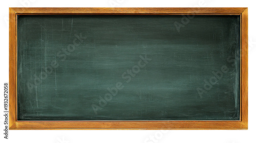 Vintage green chalkboard with wooden frame isolated school education background transparent background