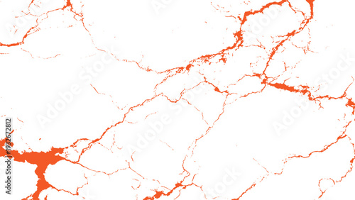 Red cracks on white marble surface
