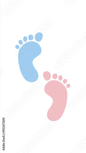 Cute baby footprints in pink and blue, perfect for baby shower announcements or gender reveal parties.