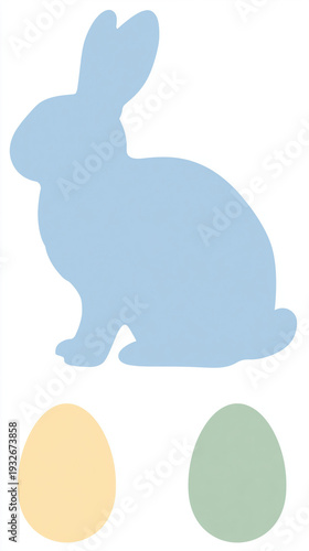 Colorful Easter bunny silhouette with eggs for festive decorations and celebration concepts.