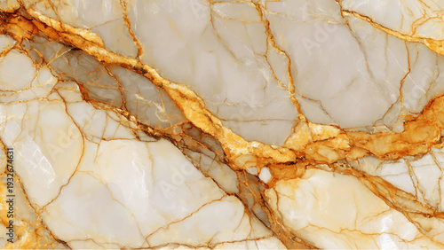 Closeup of white marble with golden veins