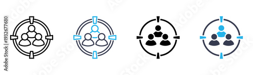 Target Market icon multiple style vector illustration