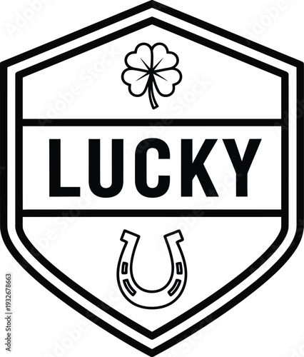 Lucky logo with shamrock and horseshoe