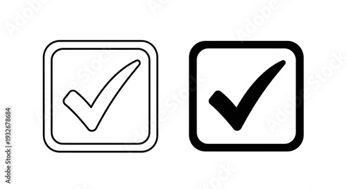 Checkmark icons in square boxes, one outlined and one filled, on a clean background