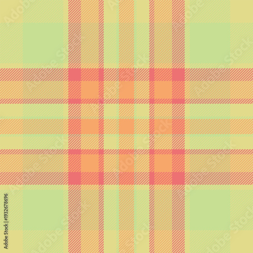 Real tartan background textile, fade texture check fabric. Customized seamless plaid pattern vector in yellow and green colors.