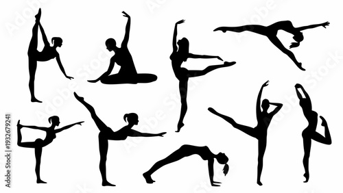 Dancers in dynamic poses, elegant silhouettes for artistic projects