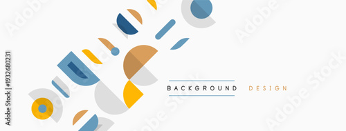 Abstract geometric shapes overlap, creating modern background design. Soft colors, beige tones dominate composition. Minimalist aesthetic.