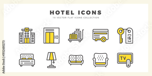 10 Hotel Two Color icon pack. vector illustration.