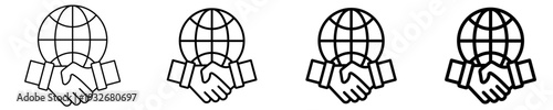 Partnership Handshake Globe   Icon Set Different Style Collection