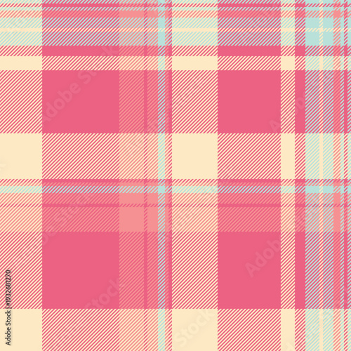 Domestic pattern seamless background, premium plaid texture fabric. Coat check vector textile tartan in red and bisque colors.
