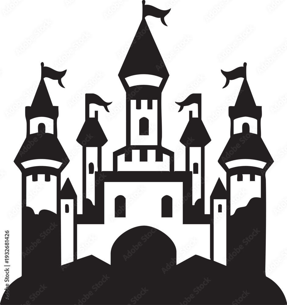 Obraz premium Adobe Illustrator Castle Minimalist Flat Logo | Vector Illustrationrtwork