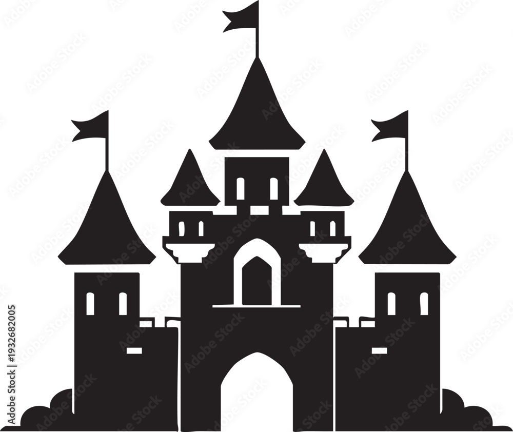 Obraz premium Adobe IllustrDark Castle Silhouette Vector Illustrationator Artwork