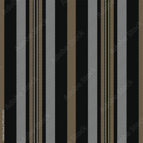 Eerfect stripe lines textile, fluffy texture vector pattern. Cemininity background vertical seamless fabric in black and sterling silver colors.