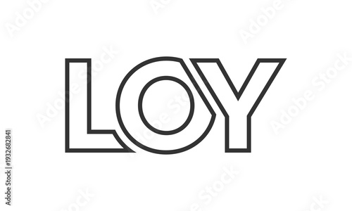 LOY logo design template with strong and modern bold text. Initial based vector logotype featuring simple and minimal typography. Trendy company identity.
