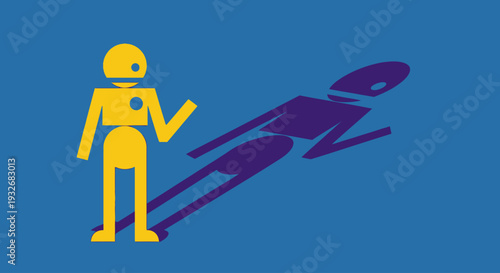 A person playing an April Fools' Day prank on another person, illustrated in a simple graphic art style from a straightforward viewpoint.