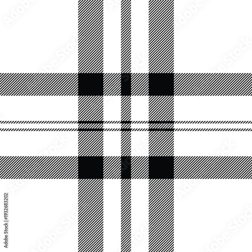 Pyjamas fabric textile check, bandana tartan texture vector. Post background pattern seamless plaid in white and black colors.