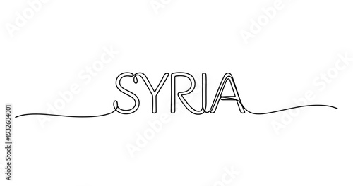 Minimalist line art of syria text design in black on white background. No editable strokes