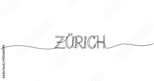 Minimalist line art depiction of zürich city name in continuous style. No editable strokes