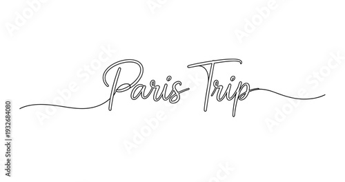 Elegant black script font text "paris trip" on white background. No editable strokes