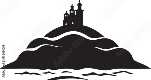 Adobe Illustrator 
British Castle Tower Icon Vector Illustration Medieval Fortress Architecture Symbol Design