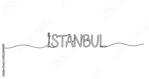 Continuous line art of istanbul text design on white background. No editable strokes