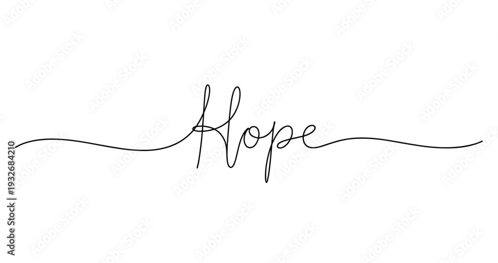 Obraz premium Elegant calligraphy of the word hope in black ink on white background. No editable strokes