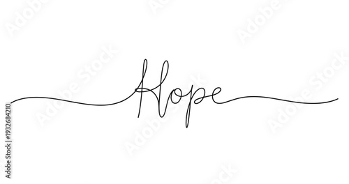 Elegant calligraphy of the word hope in black ink on white background. No editable strokes