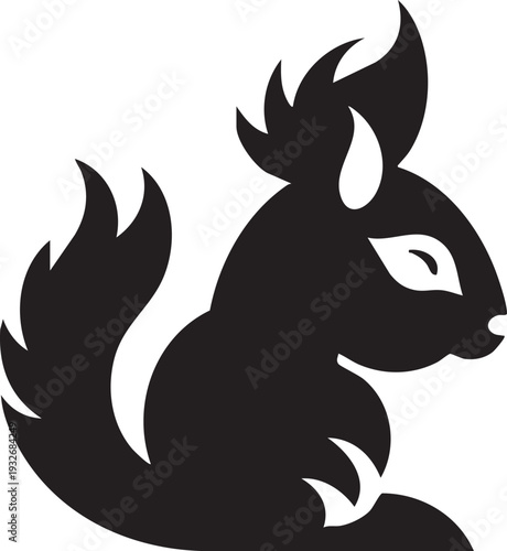 Adobe Illustrator Simple squirrel vintage logo line art concept black and white color hand drawn iArtwork