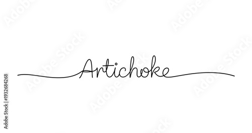 Elegant artichoke word design in cursive line art style. No editable strokes