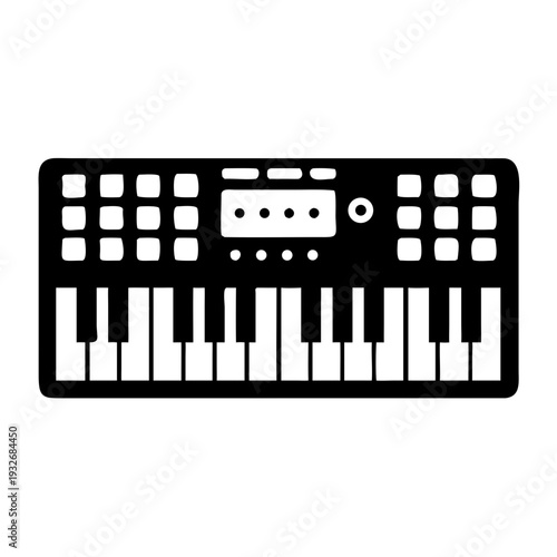 synthesizer module icon silhouette illustration for music, electronic, and studio equipment design use