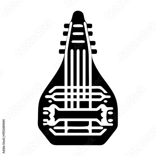dulcimer icon silhouette illustration for music, traditional, and string instrument design use