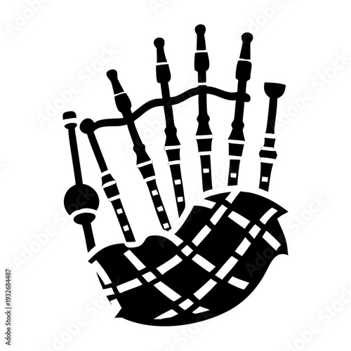 bagpipes icon silhouette illustration for music, folk, and traditional instrument design use