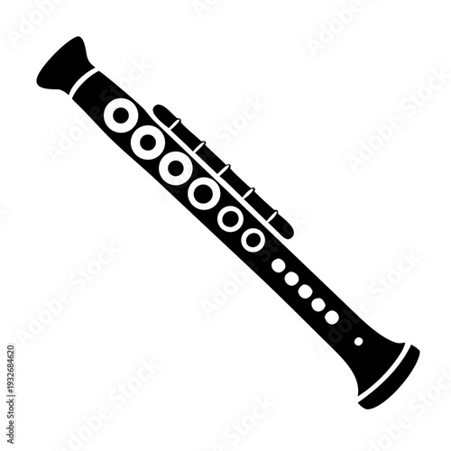 flute silhouette illustration for music, wind instrument, and classical design use