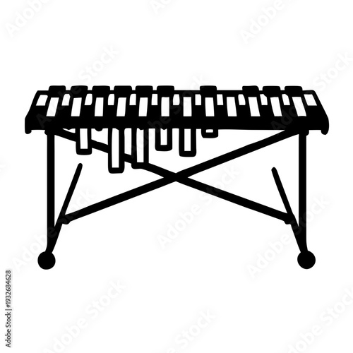 marimba icon silhouette illustration for music, percussion, and melodic instrument design use