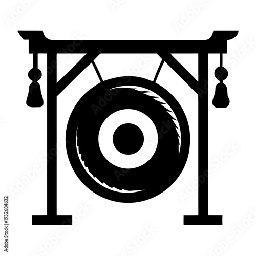 gong icon silhouette illustration for music, percussion, and ceremonial instrument design use