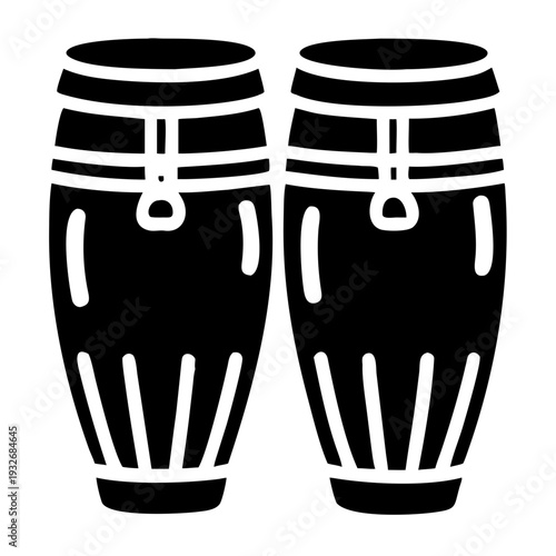 congas icon silhouette illustration for music, percussion, and rhythm instrument design use