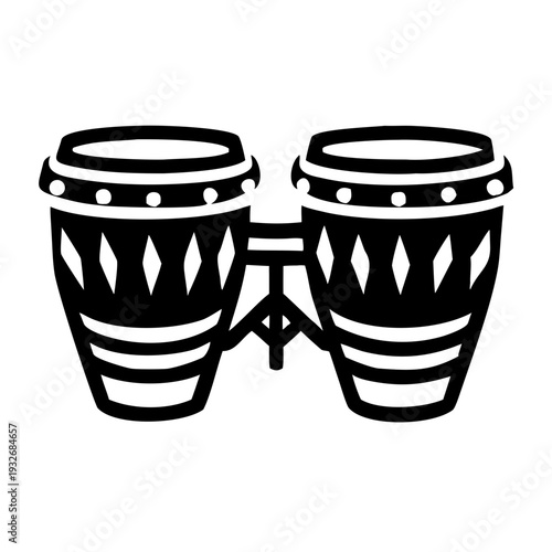 bongos icon silhouette illustration for music, percussion, and rhythm instrument design use