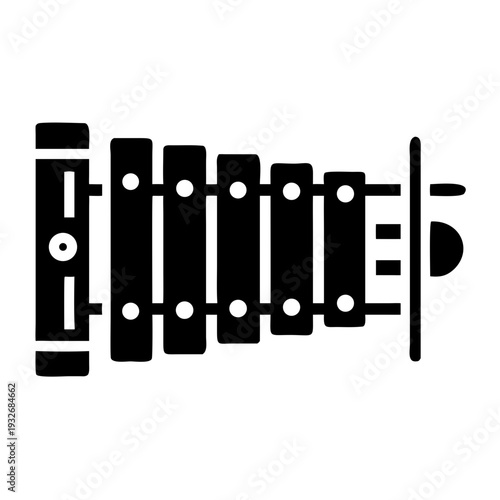 xylophone icon silhouette illustration for music, percussion, and educational instrument design use