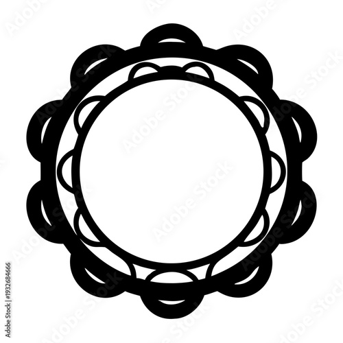 tambourine icon silhouette illustration for music, percussion, and rhythm instrument design use