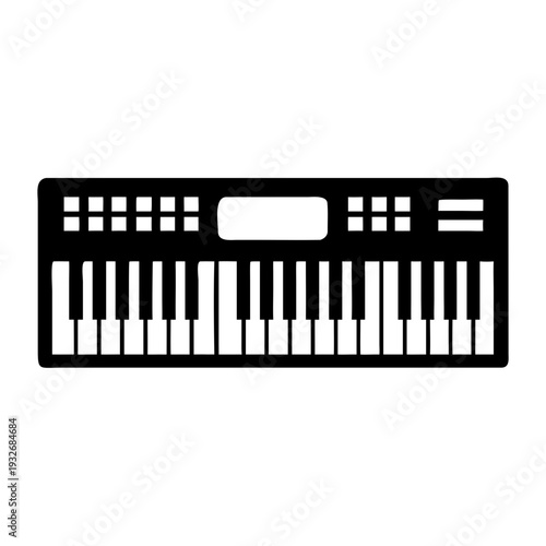 synthesizer icon silhouette illustration for music production, electronic, and studio design use