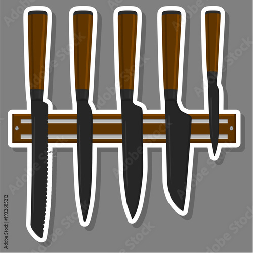 set different types knife different size for butcher
