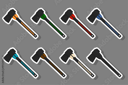 big kit steel axes with wooden handle